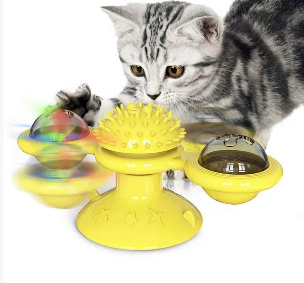 Interactive Windmill Cat Toy with LED Ball & Catnip