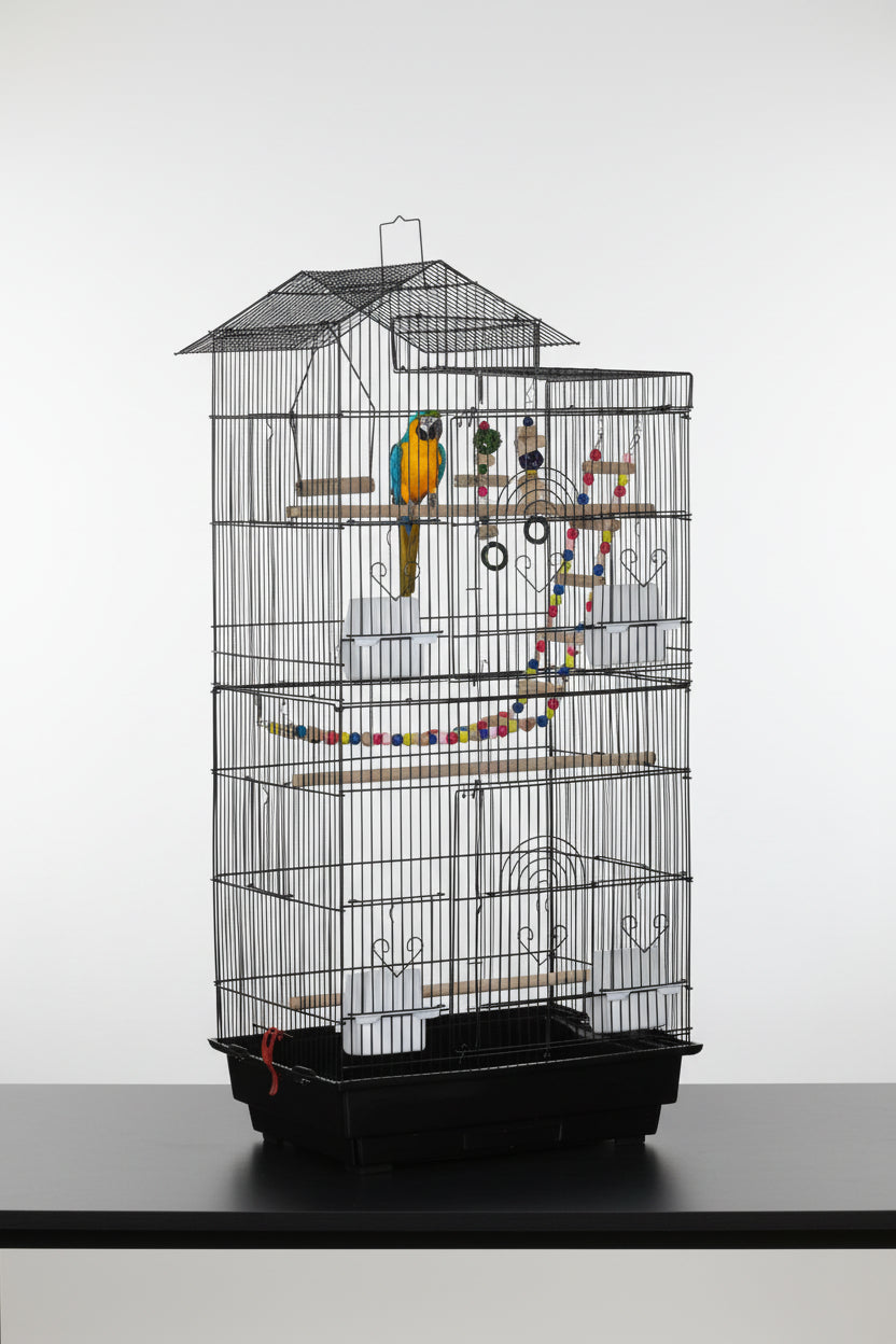 PawHut Tall Bird Cage with Accessories & Toys