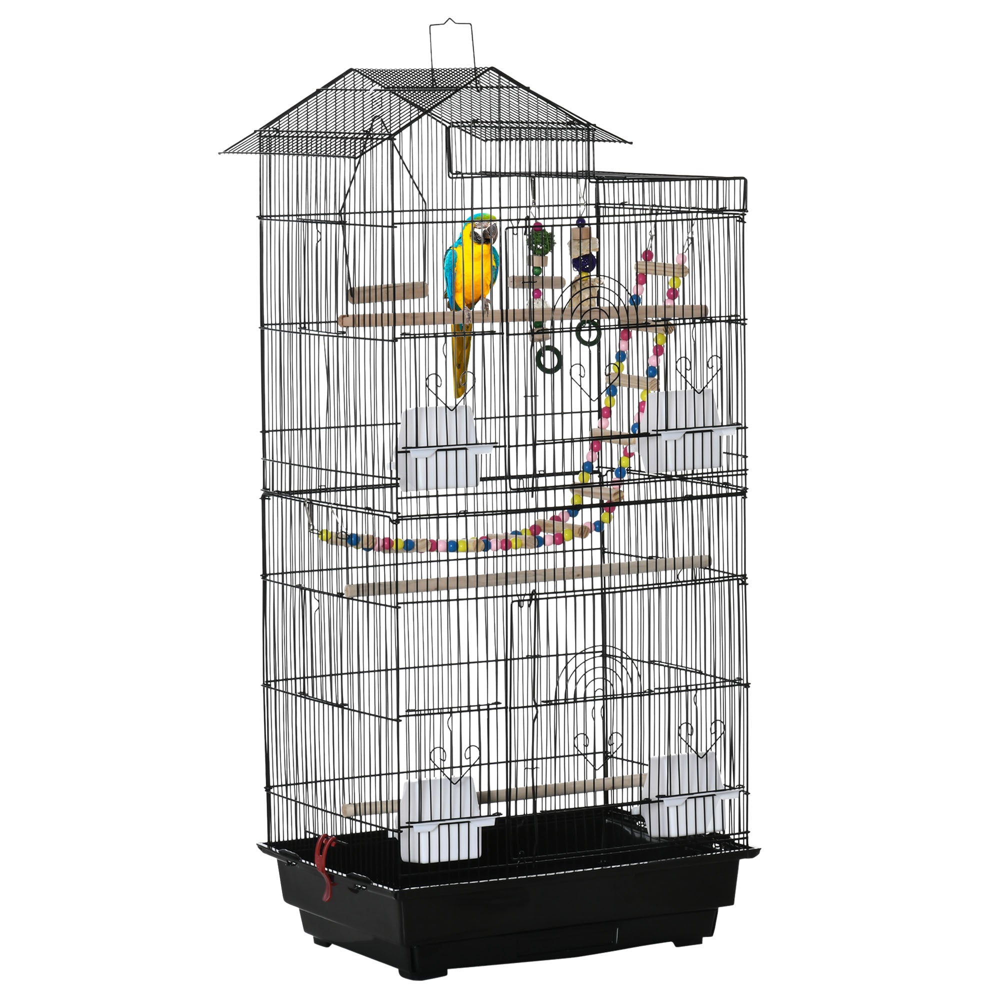PawHut Tall Bird Cage with Accessories & Toys