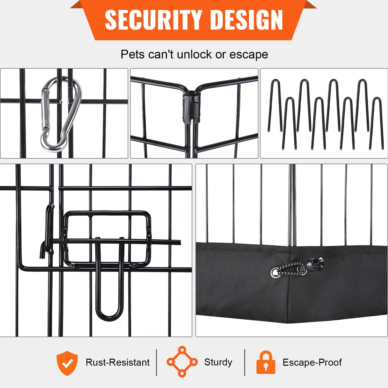 Foldable Metal Dog Playpen with Top Cover – 24 in
