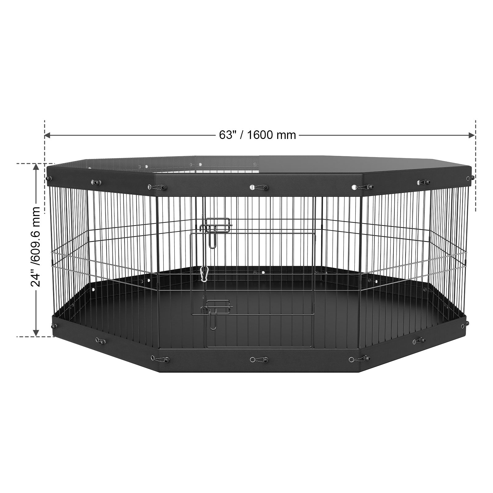 Foldable Metal Dog Playpen with Top Cover – 24 in