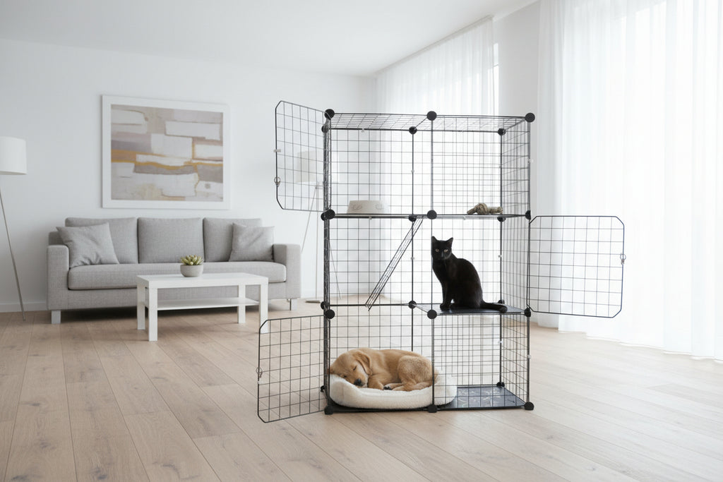 3-Tier Cat Playpen Cage – Indoor Metal Cat House