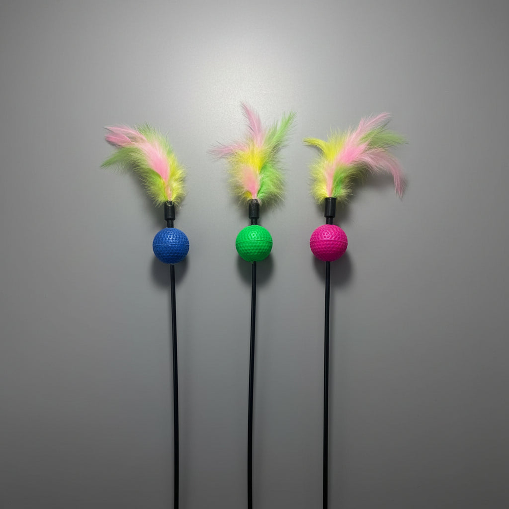Interactive Cat Wand Toy with Feather Teaser