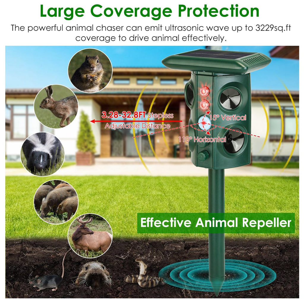 Solar Ultrasonic Animal Repeller with Motion Sensor