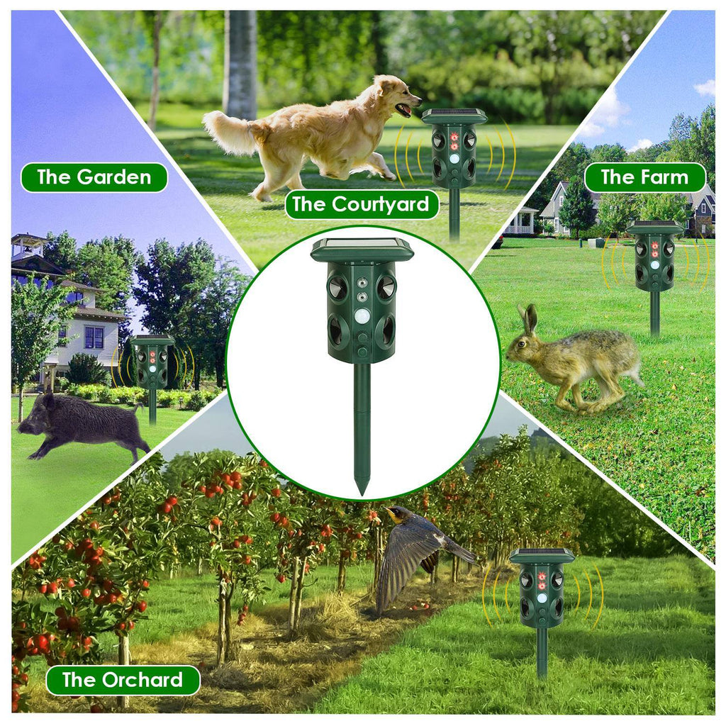 Solar Ultrasonic Animal Repeller with Motion Sensor