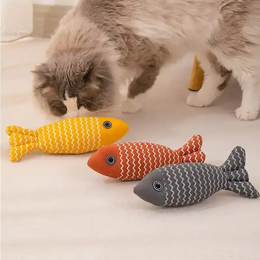 Burlap Fish Catnip Kicker Toy