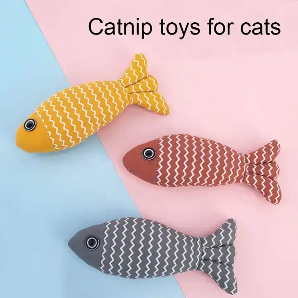 Burlap Fish Catnip Kicker Toy