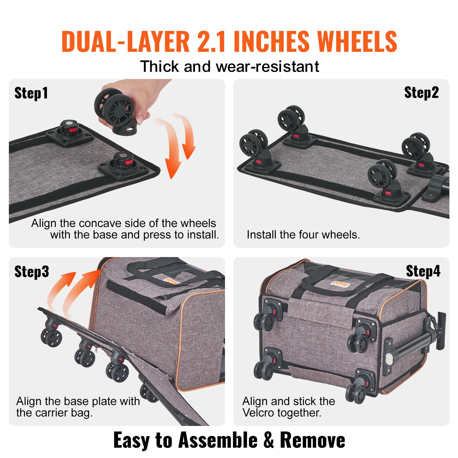 Rolling Pet Carrier with Wheels – Airline Approved (Grey)
