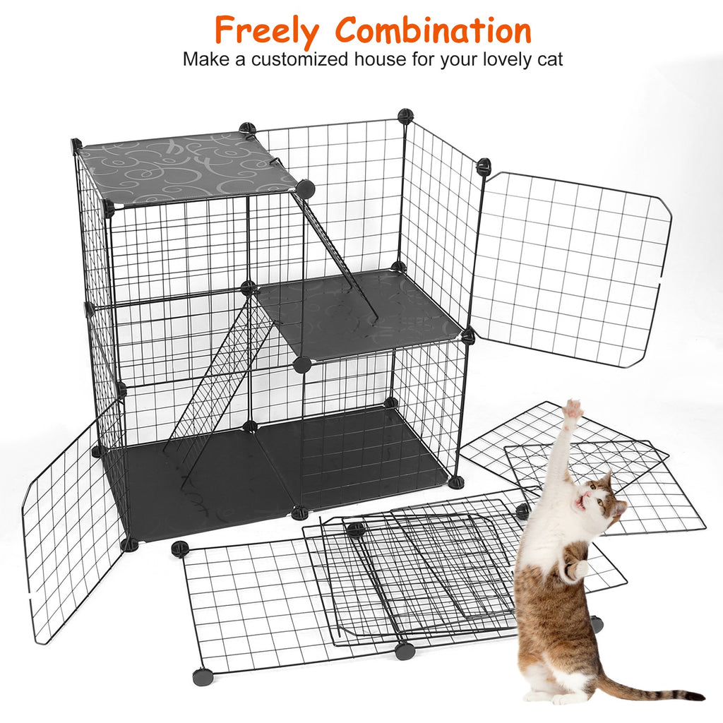 3-Tier Cat Playpen Cage – Indoor Metal Cat House