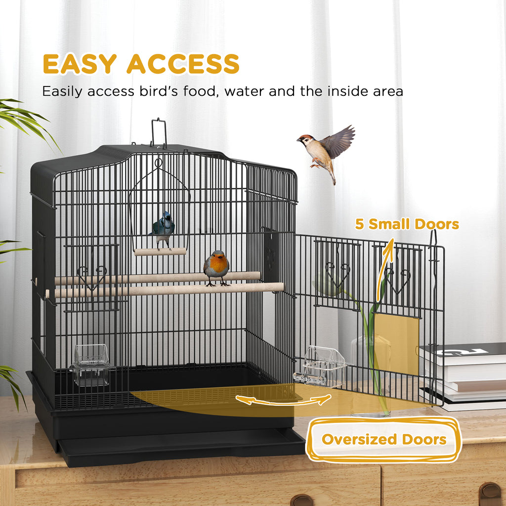 PawHut Large Metal Bird Cage with Perches, Bowls & Swing