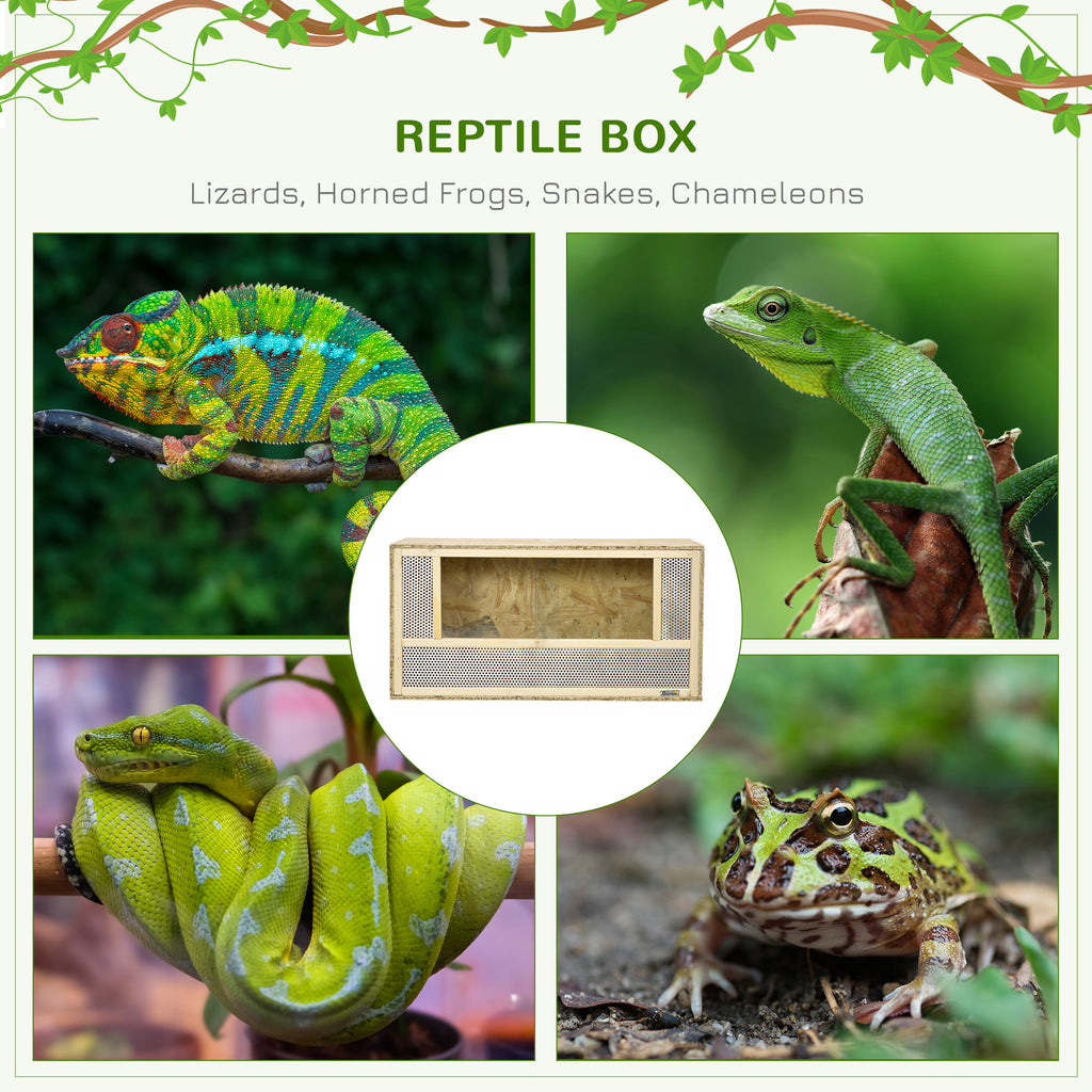 PawHut Reptile Terrarium Vivarium Habitat with Sliding Glass Doors