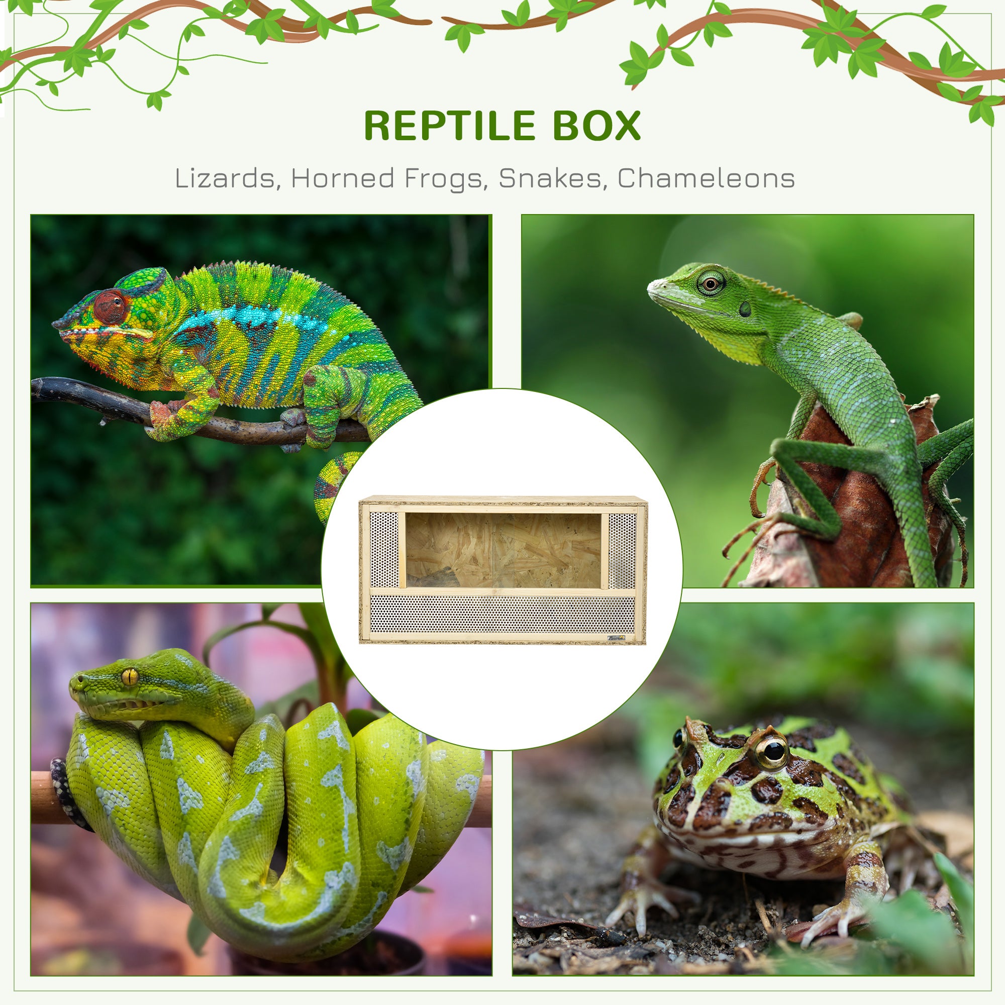 PawHut Reptile Terrarium Vivarium Habitat with Sliding Glass Doors