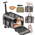 Rolling Pet Carrier with Wheels – Airline Approved (Grey)