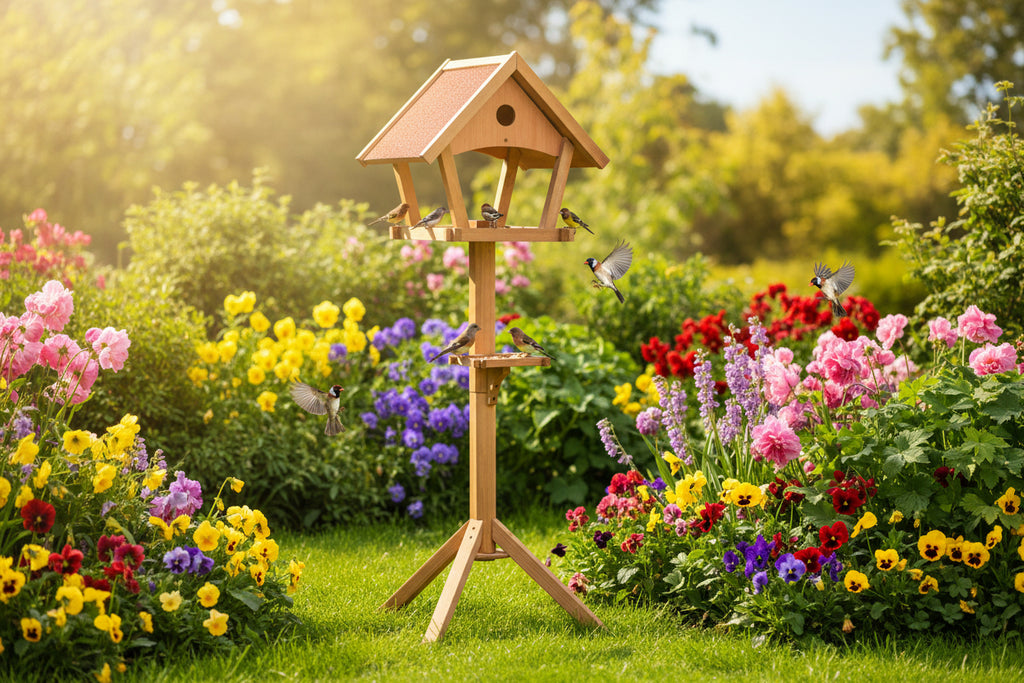 PawHut Wooden Bird Table – Freestanding Garden Feeding Station