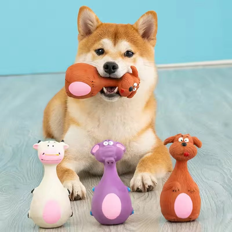 Cute Latex Dog Chew Toys – 4-Piece Set