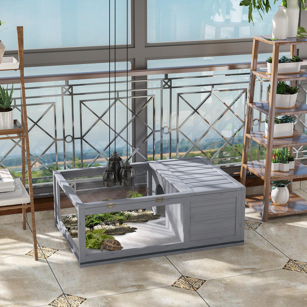 PawHut Wooden Tortoise House & Reptile Habitat