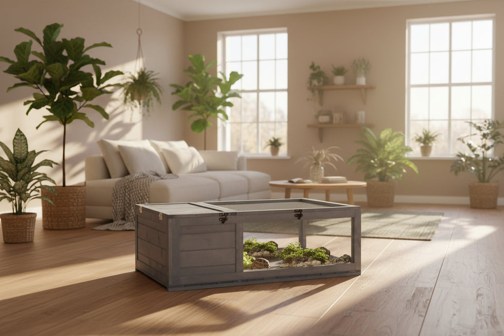 PawHut Wooden Tortoise House & Reptile Habitat