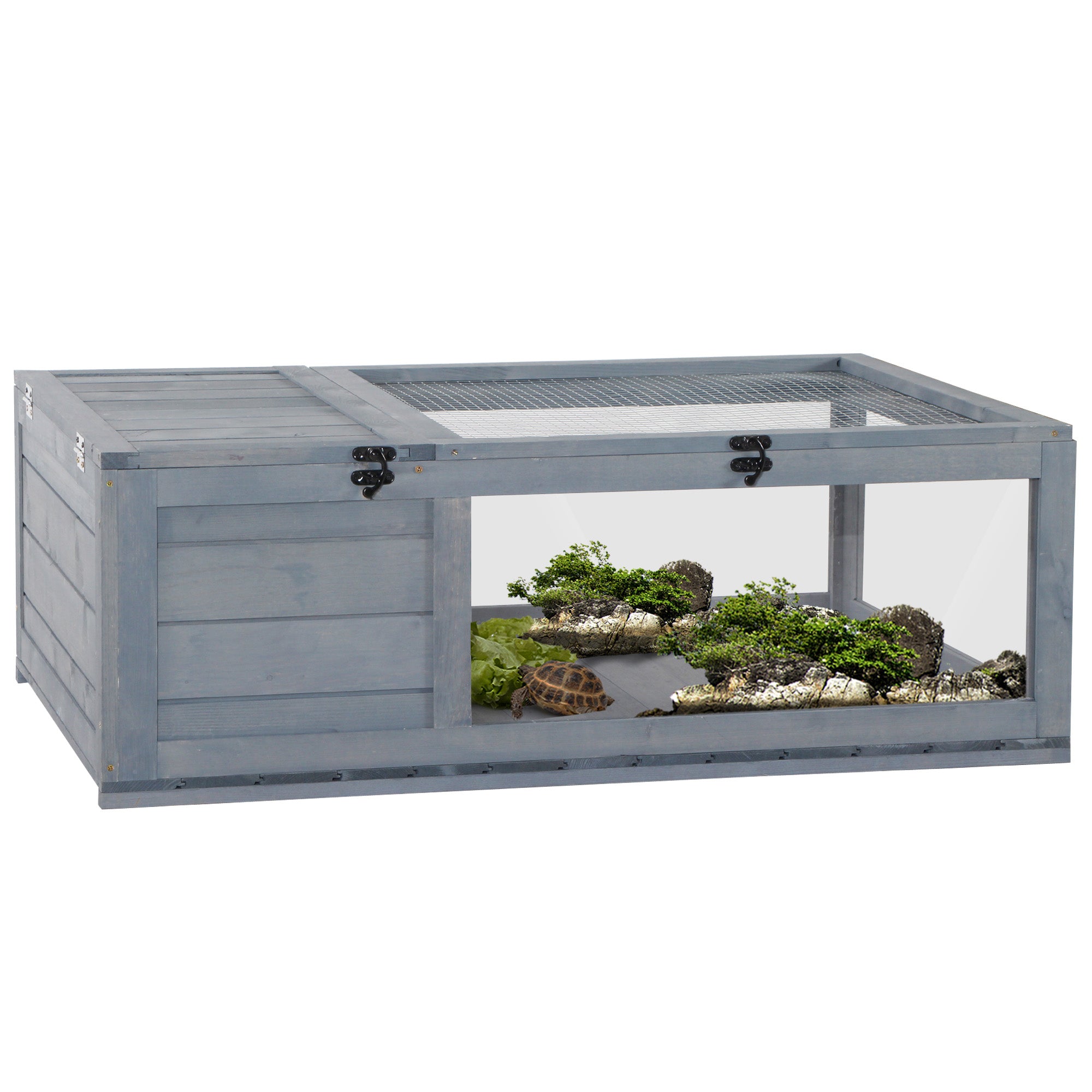 PawHut Wooden Tortoise House & Reptile Habitat