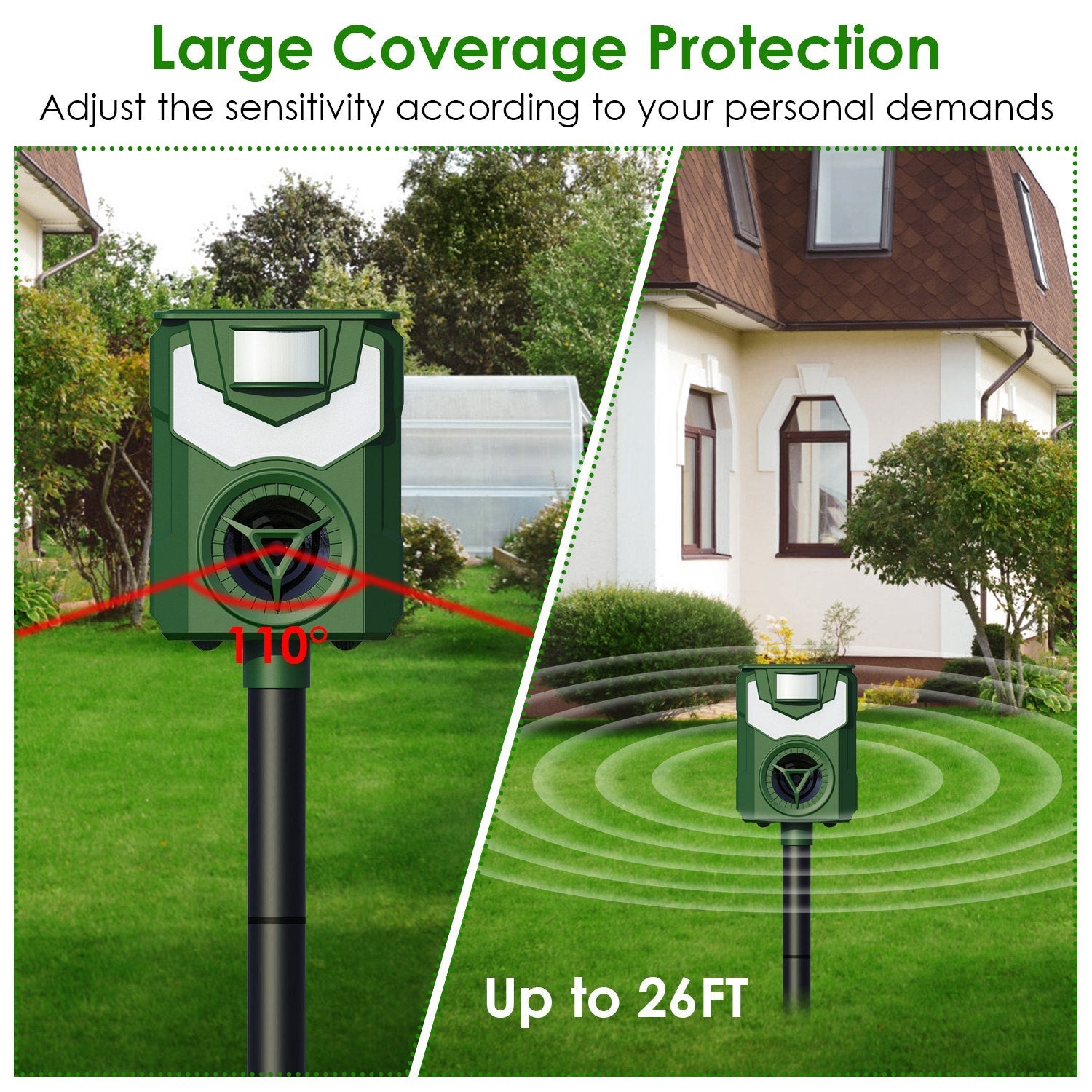 Solar Ultrasonic Animal Repeller with Flame Light