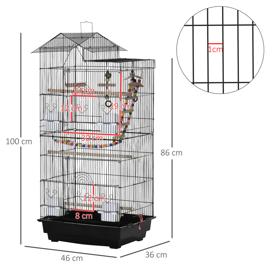 PawHut Tall Bird Cage with Accessories & Toys