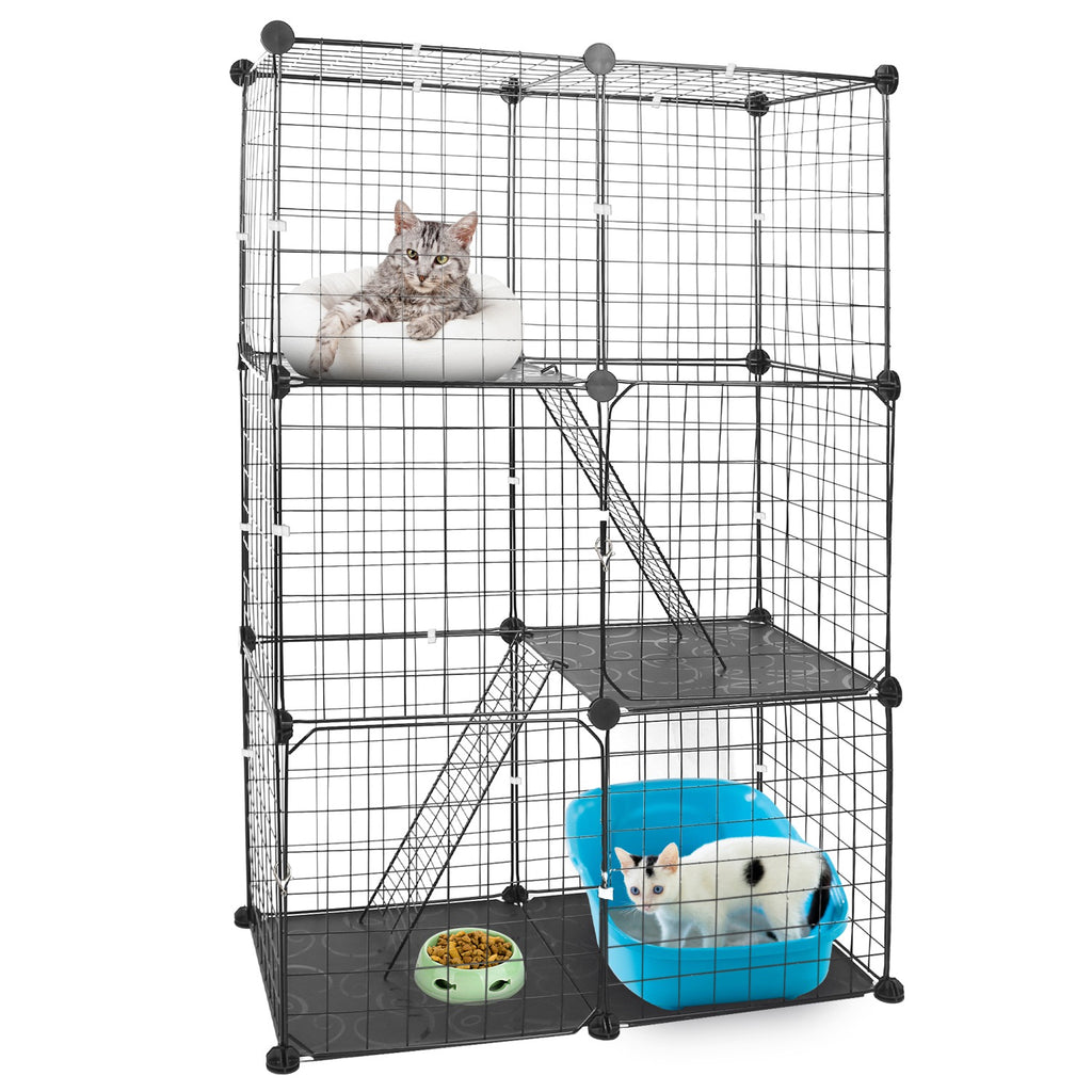 3-Tier Cat Playpen Cage – Indoor Metal Cat House