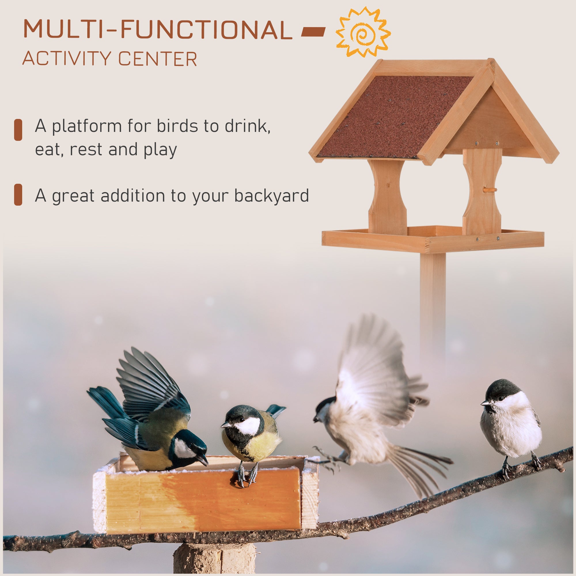 Wooden Bird Feeding Station – Freestanding Garden Bird Table