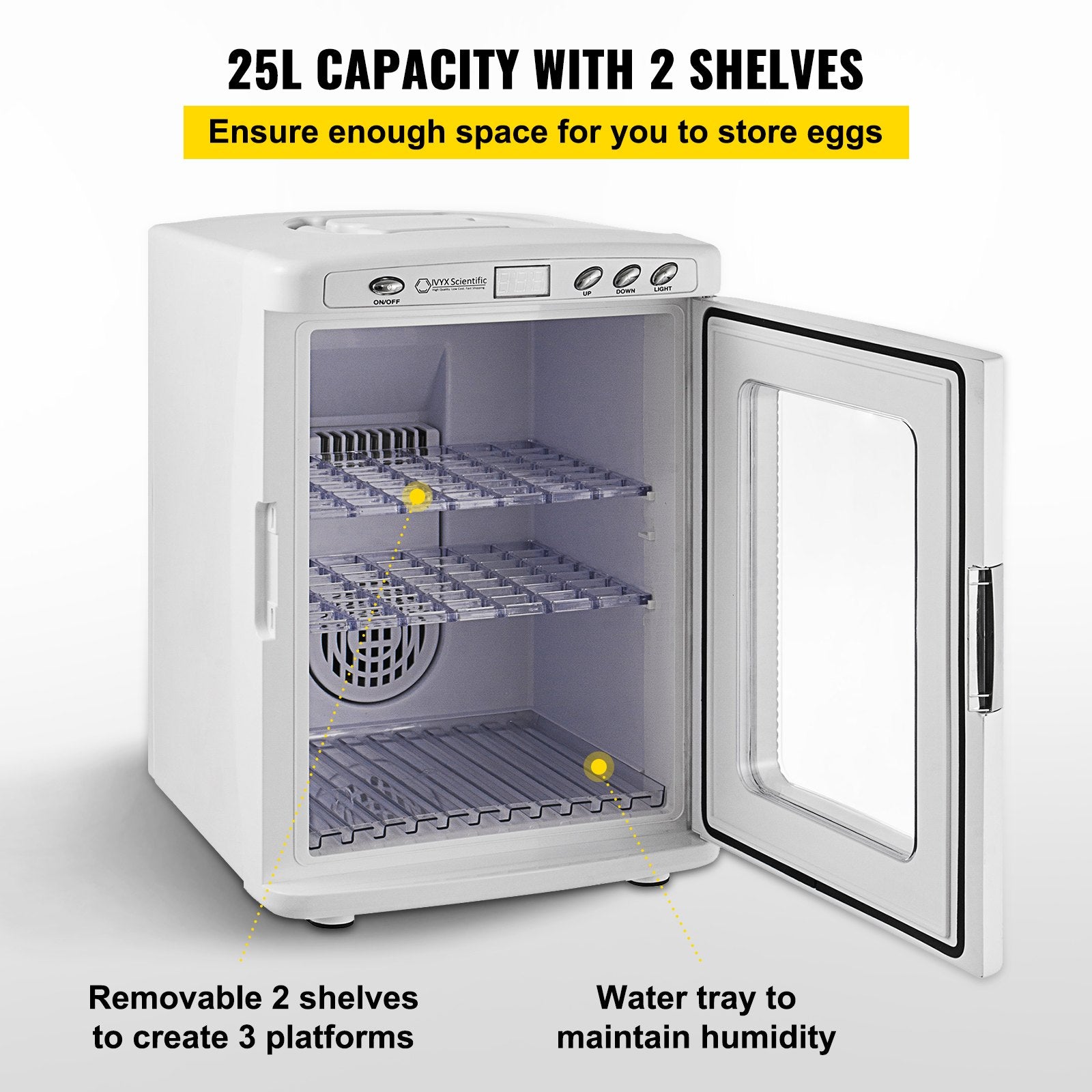 Digital Reptile Egg Incubator – Temperature Controlled (25L, White)