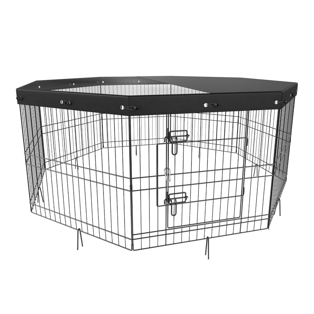 Foldable Metal Dog Playpen with Top Cover – 24" Height