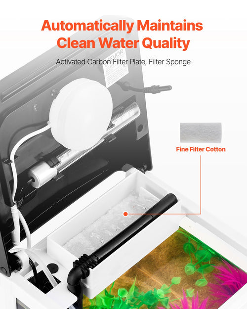 2 Gallon Smart LED Glass Aquarium – Self-Cleaning Square Fish Tank