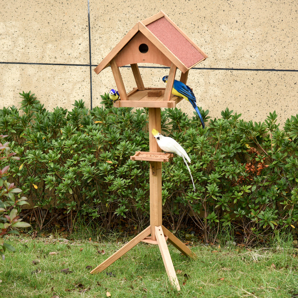 PawHut Wooden Bird Table – Freestanding Garden Feeding Station