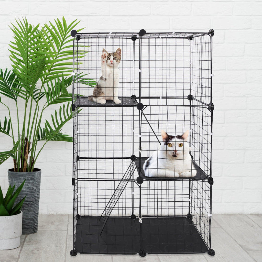 3-Tier Cat Playpen Cage – Indoor Metal Cat House
