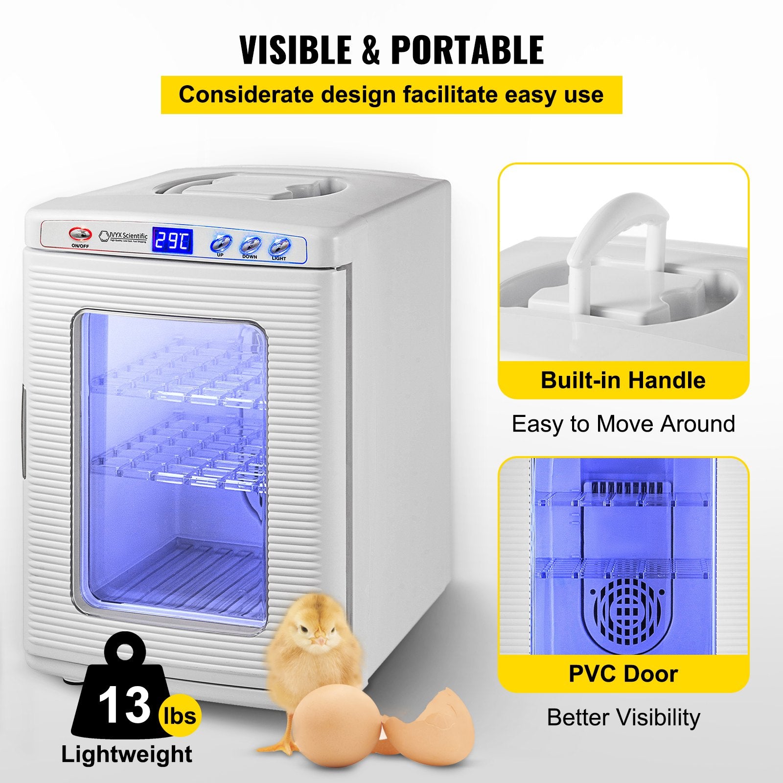 Digital Reptile Egg Incubator – Temperature Controlled (25L, White)