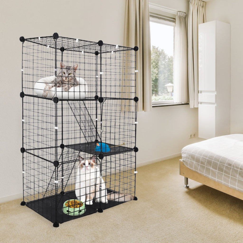 3-Tier Cat Playpen Cage – Indoor Metal Cat House