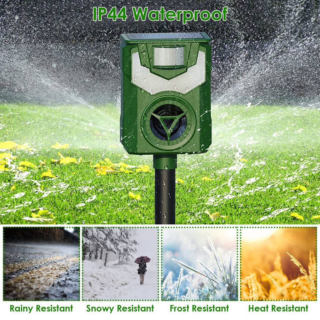 Solar Ultrasonic Animal Repeller with Flame Light