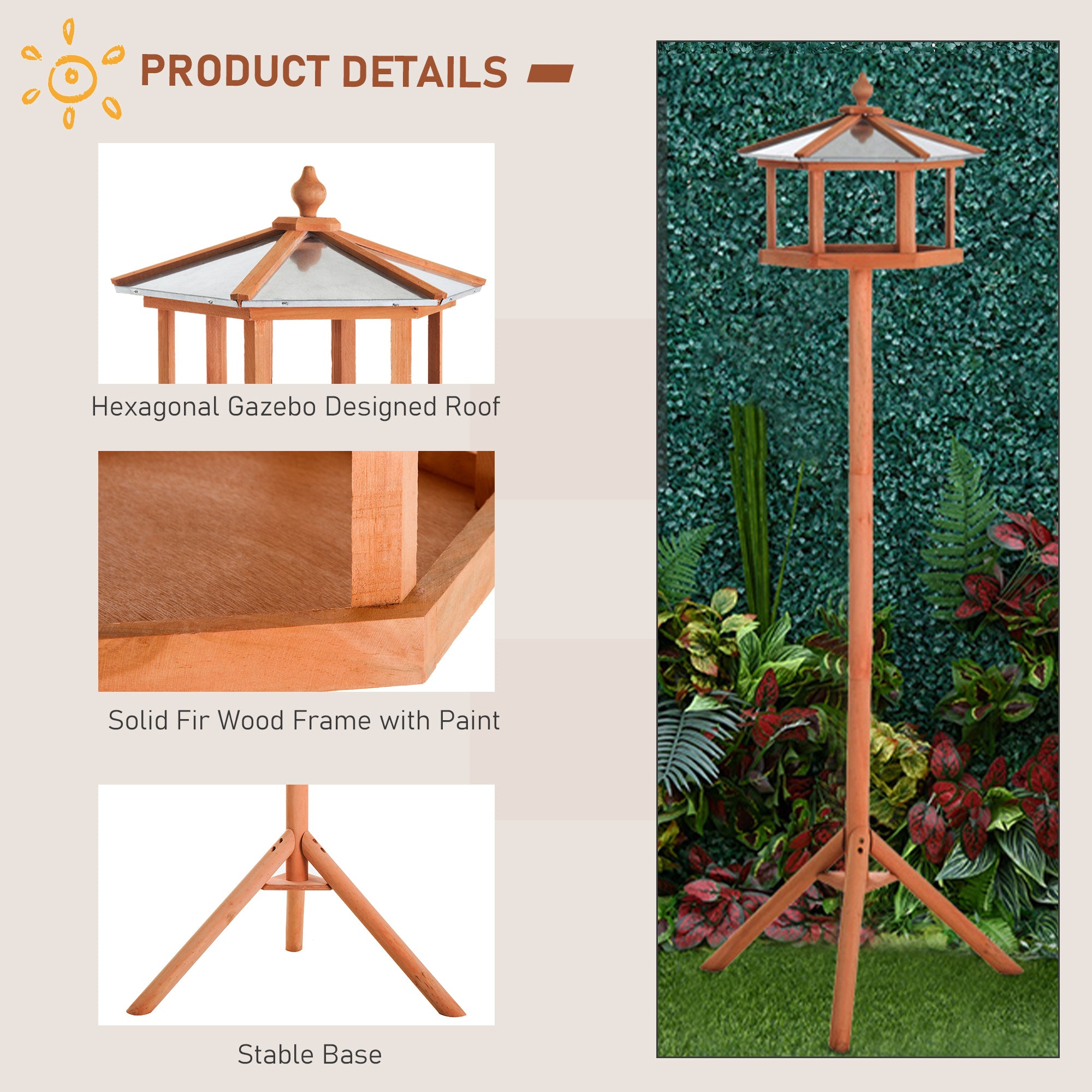 Wooden Bird Feeding Station – Garden Bird Table (153 cm)