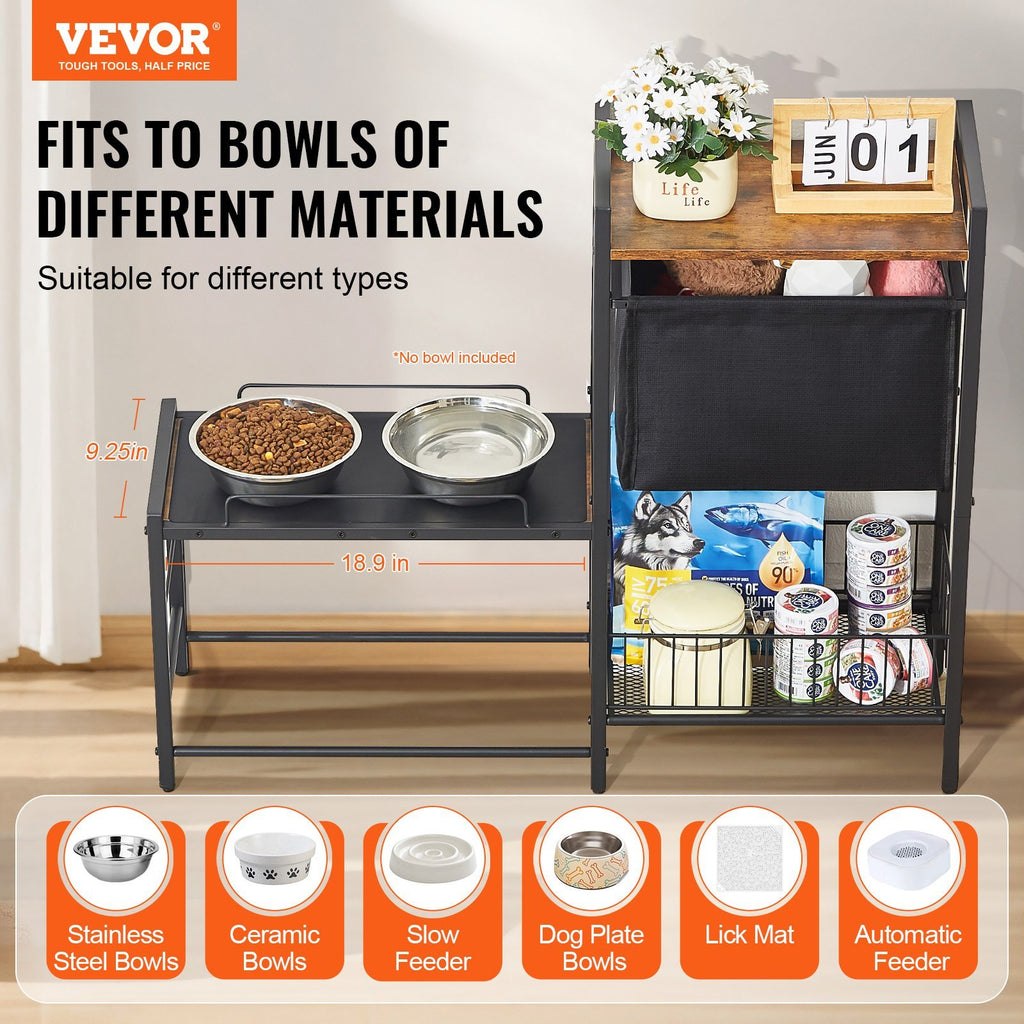 Raised Pet Feeding Station with Storage – Adjustable, Organized & Pet-Friendly