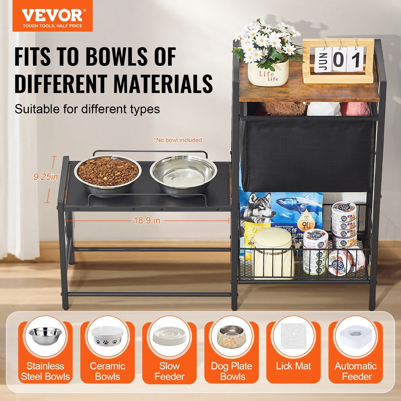 Raised Pet Feeding Station with Storage – Adjustable, Organized & Pet-Friendly