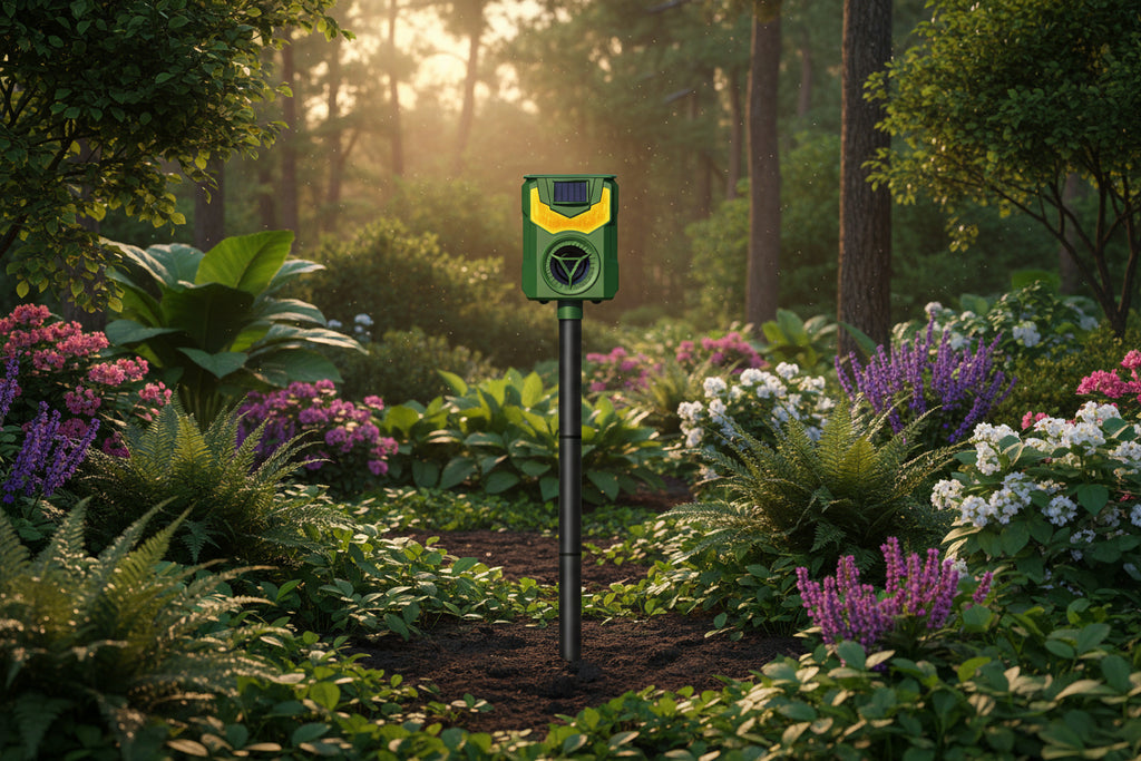 Solar Ultrasonic Animal Repeller with Flame Light