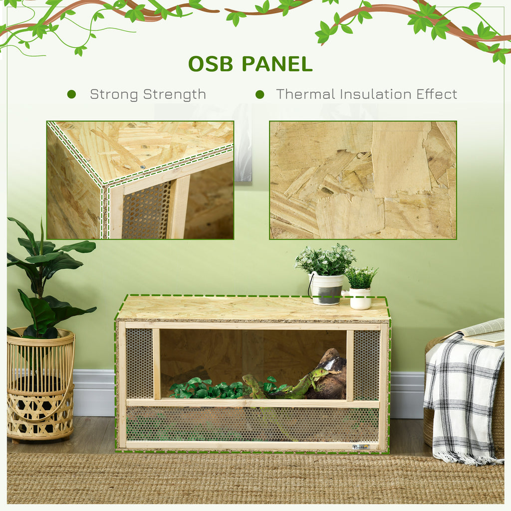 PawHut Reptile Terrarium Vivarium Habitat with Sliding Glass Doors