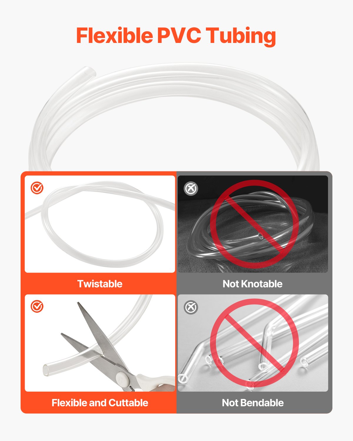Clear Vinyl Tubing – 1/2" ID × 5/8" OD, 10 FT Flexible PVC Hose