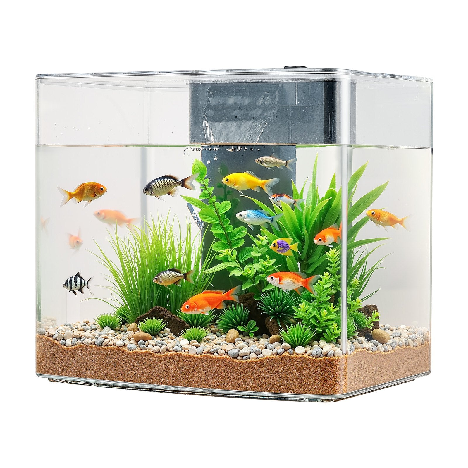 3.5 Gallon Smart Aquarium Fish Tank – Clear GPPS, Self-Cleaning, 3-Color LED