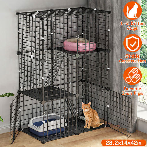 3-Tier Cat Playpen Cage – Indoor Metal Cat House