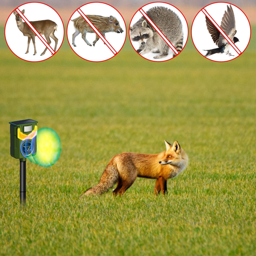 Solar Ultrasonic Animal Repeller with Flame Light