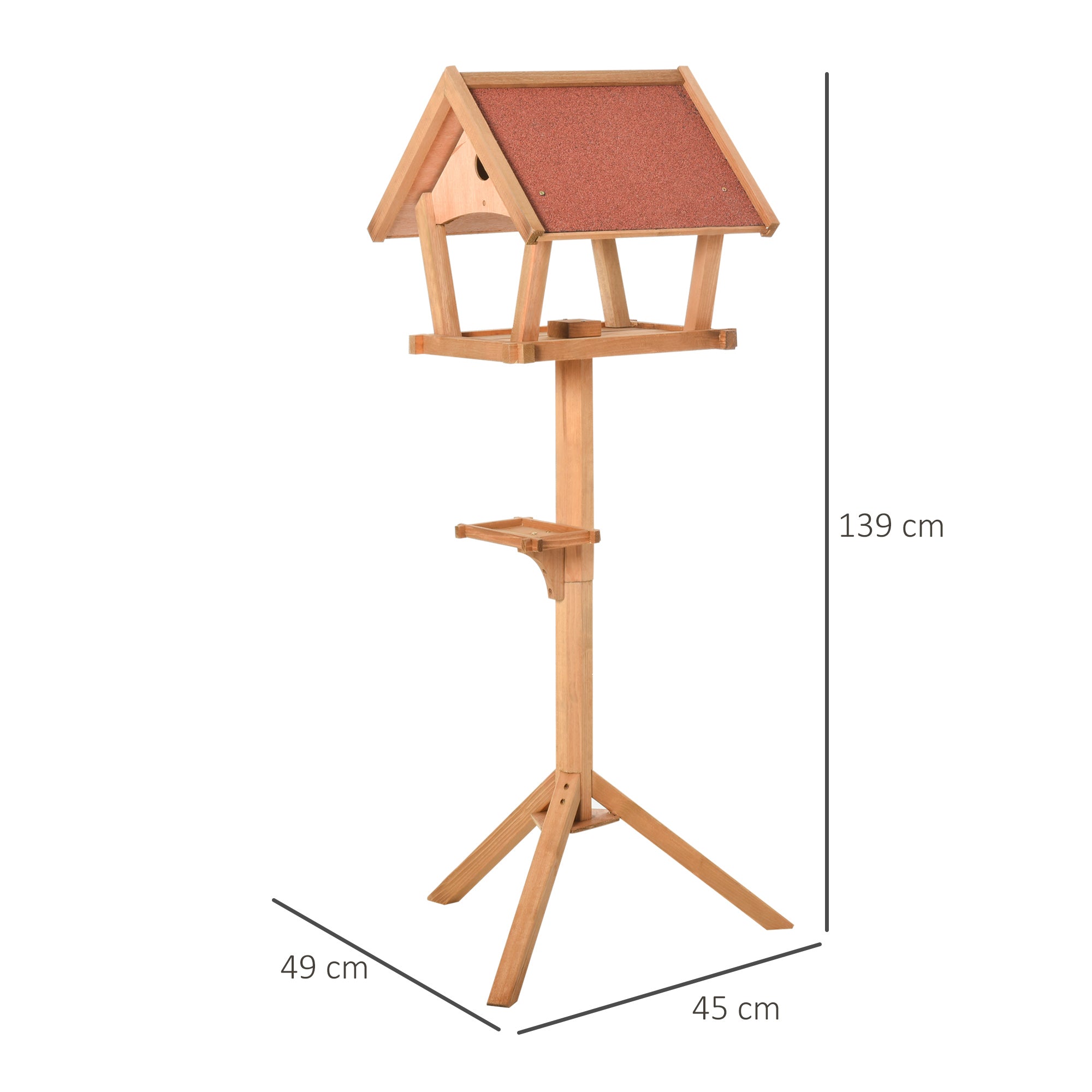 PawHut Wooden Bird Table – Freestanding Garden Feeding Station
