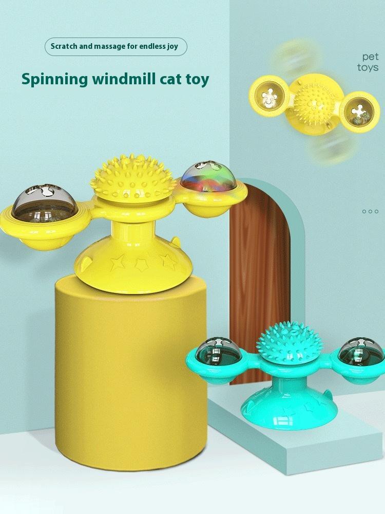 Interactive Windmill Cat Toy with LED Ball & Catnip