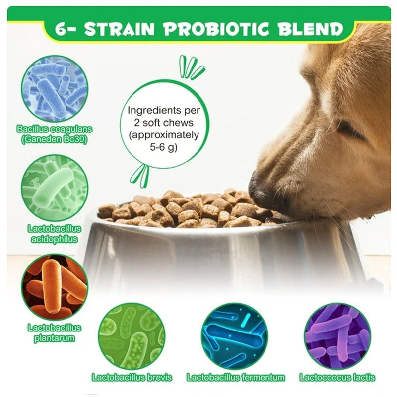 Probiotics Chews for Dogs – Digestive, Immune & Skin Support (180 Chews)