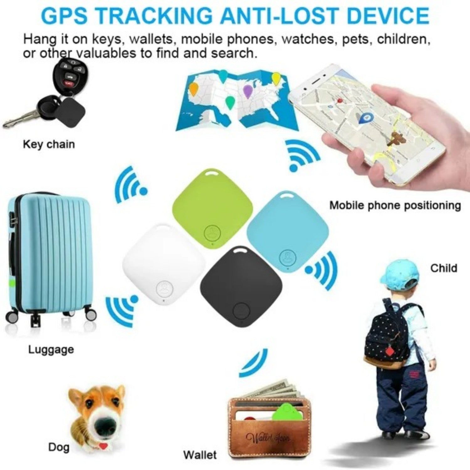 Anti-Lost Wireless GPS Tracker – Compact Locator for Pets, Keys & Valuables