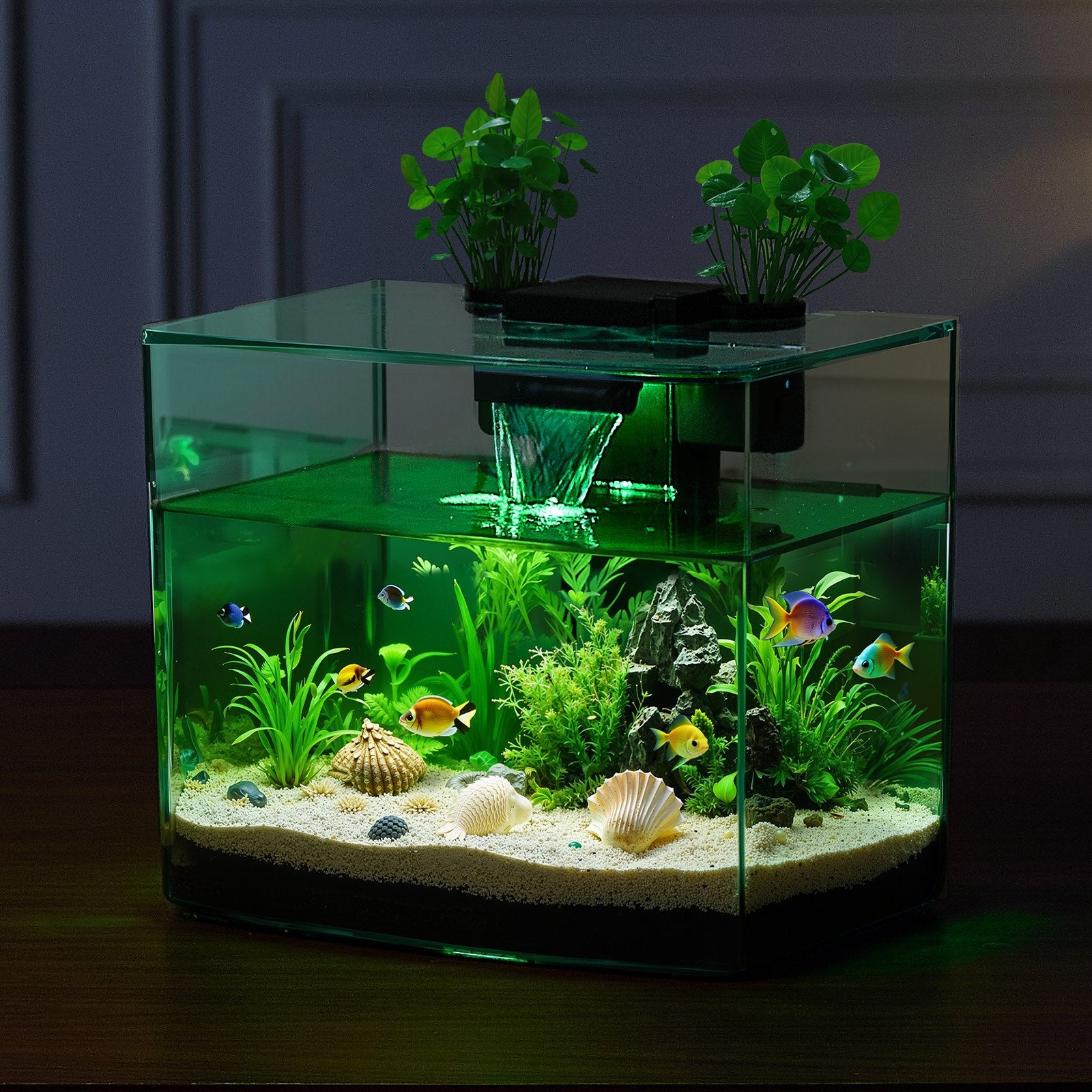 3.5 Gallon Smart Aquarium Fish Tank – Clear GPPS, Self-Cleaning, 3-Color LED