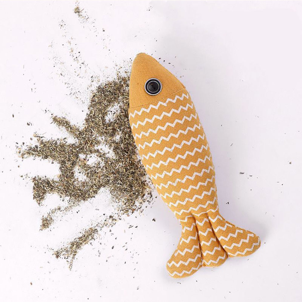 Burlap Fish Catnip Kicker Toy