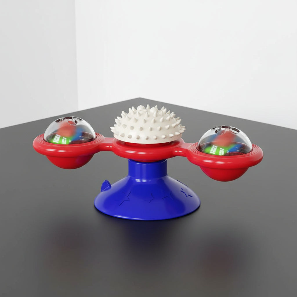 Interactive Windmill Cat Toy with LED Ball & Catnip
